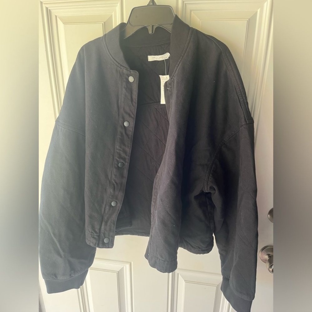 Rag & Bone City Liner Quilted Organic Cotton Jacket Black Mens Size X-Large